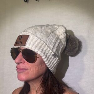 Vail Cream Knit Beanie with Pom